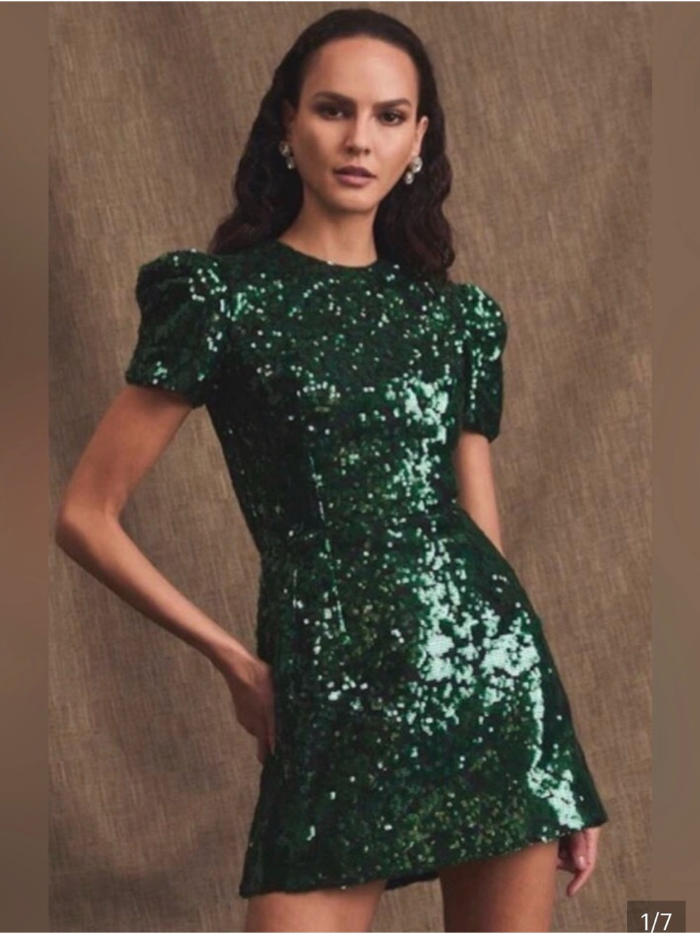 HELSI Coco A Line Sequin Mini Dress in Emerald/Black Size M